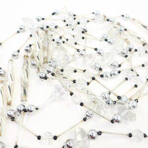 Holiday Clear Plastic and Silver Beaded Garland Set